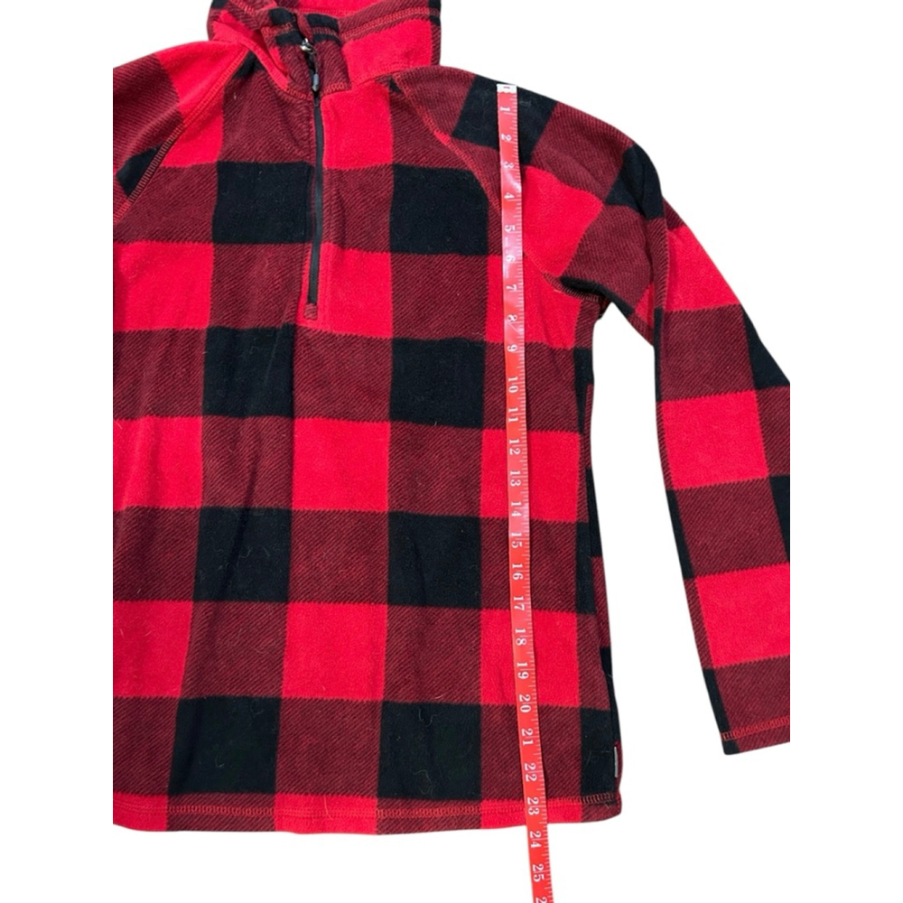 Eddie Bauer Red Black Plaid Fleece Quarter-Zip Sweatshirt S - Picture 3 of 5